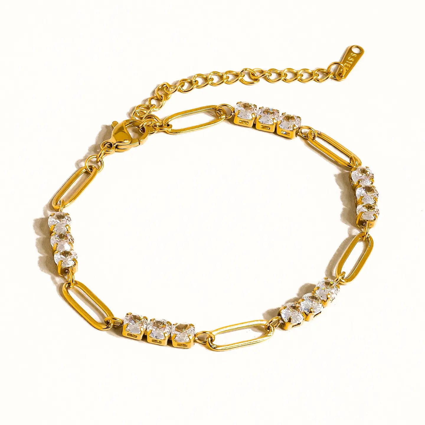Basil Rhinestone Chain Bracelet