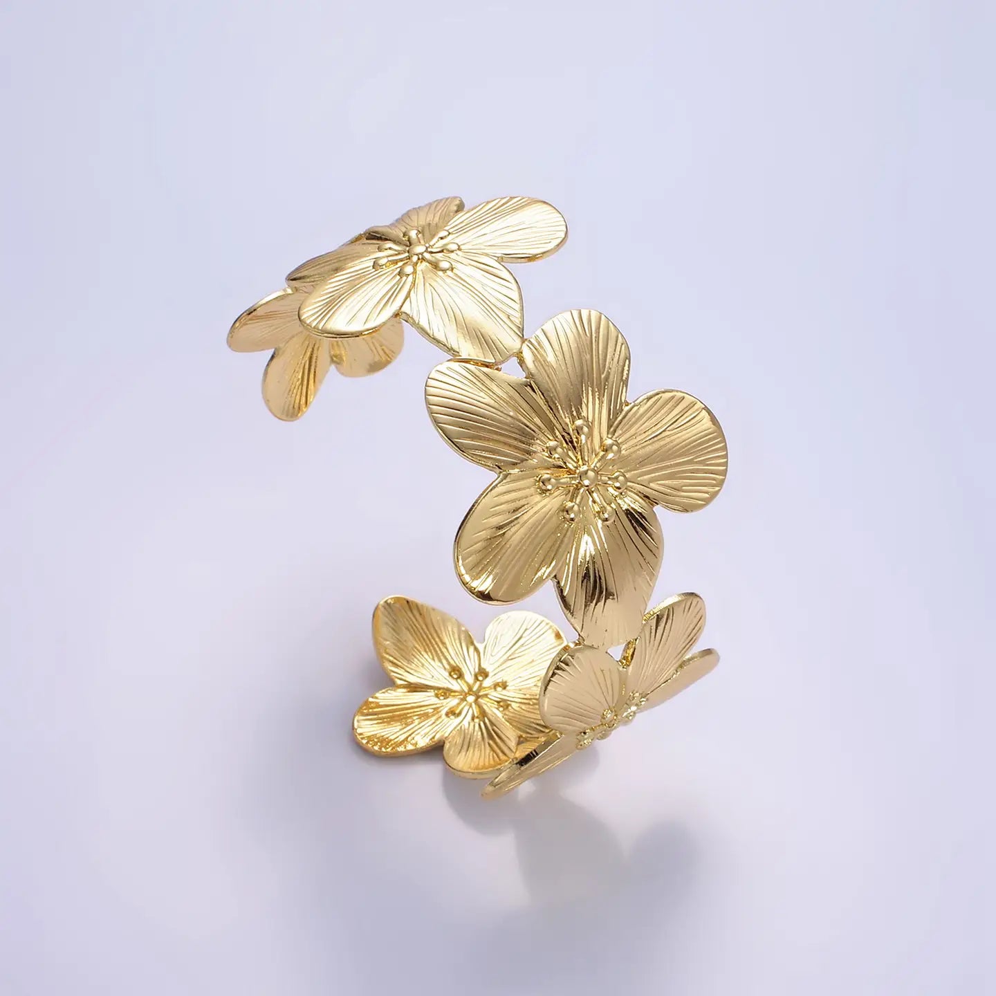 Wide Flower Cuff Bracelet