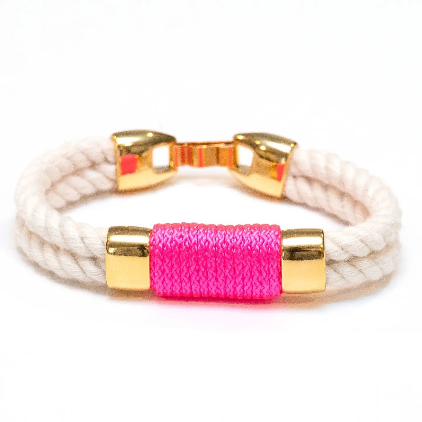 Tremont - Ivory/Neon Pink/Gold - Nautical Rope Bracelet