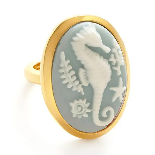 Seahorse Cameo Ring