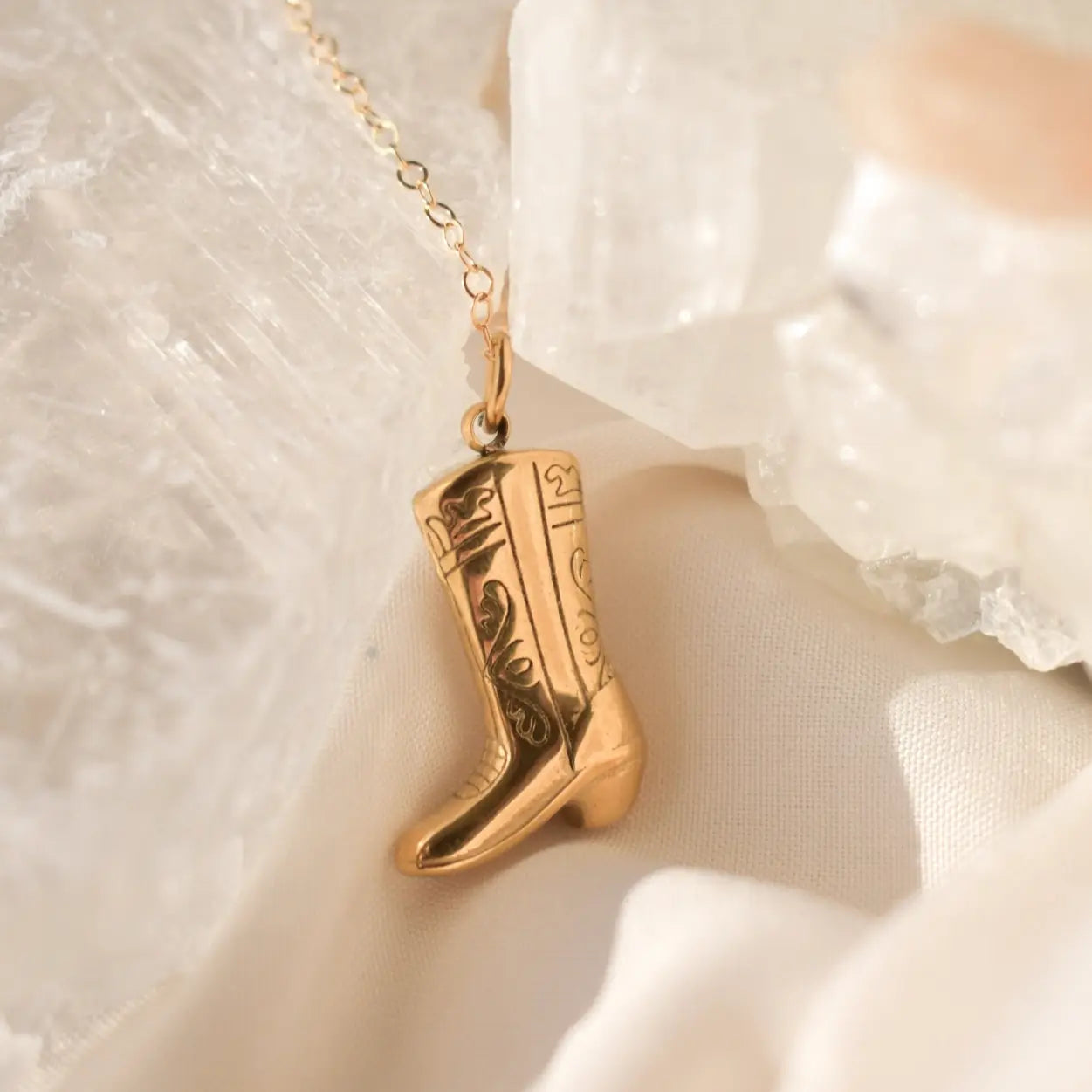 Cowgirl Boot Charm Puff Necklace
