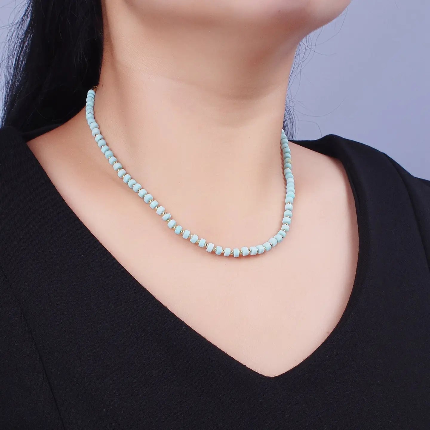 Gold Filled Blue Turquoise Necklace