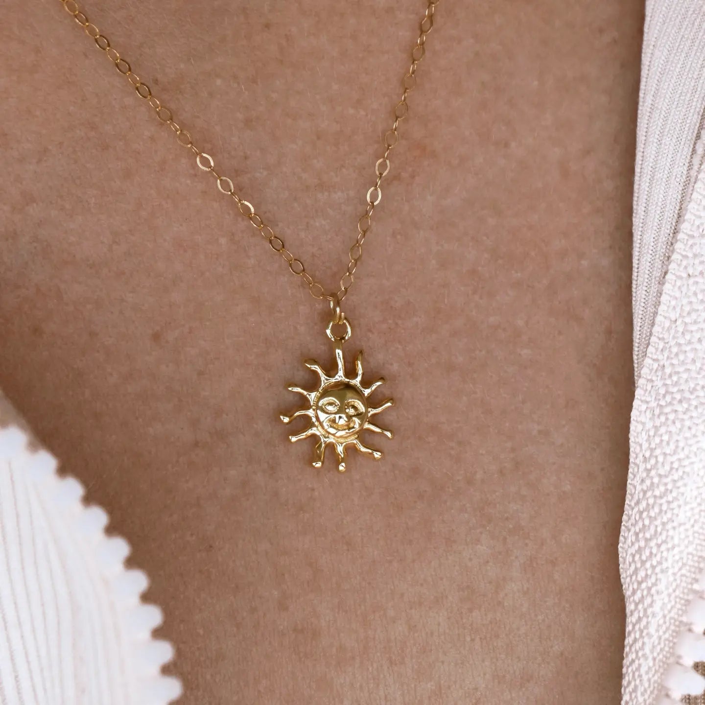 Sun Necklace Gold Filled Dainty