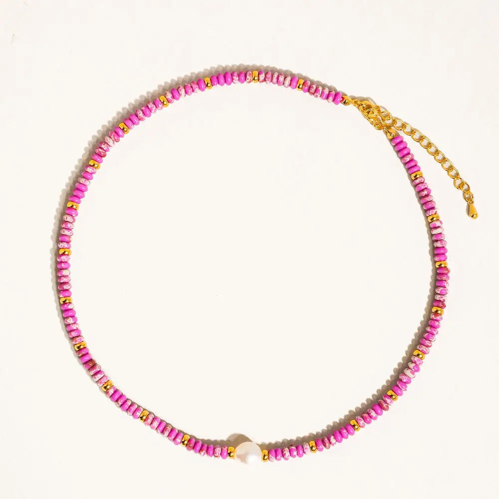 Boho Handmade Beaded Pearl Necklace