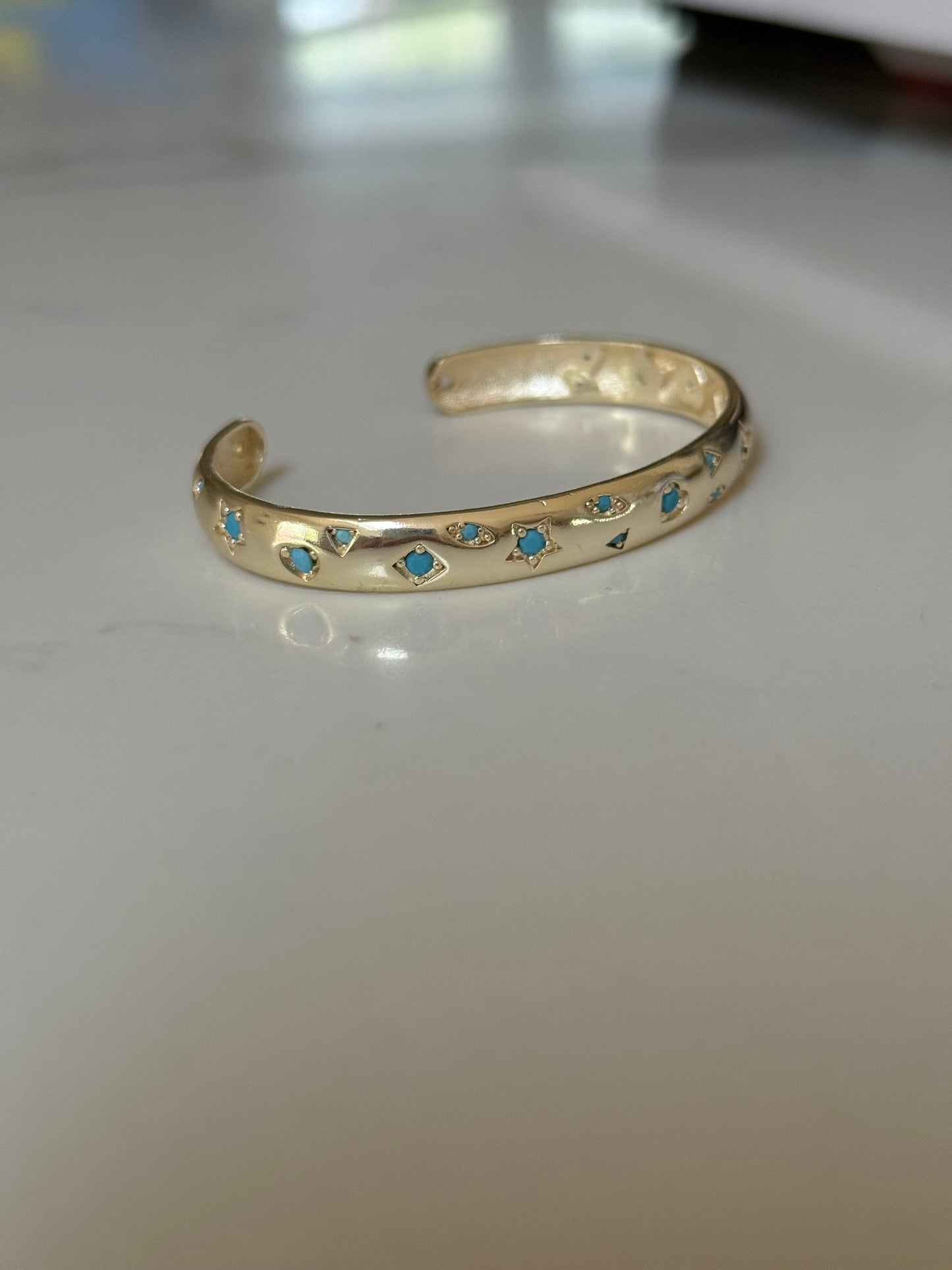 turquoise + gold bangle