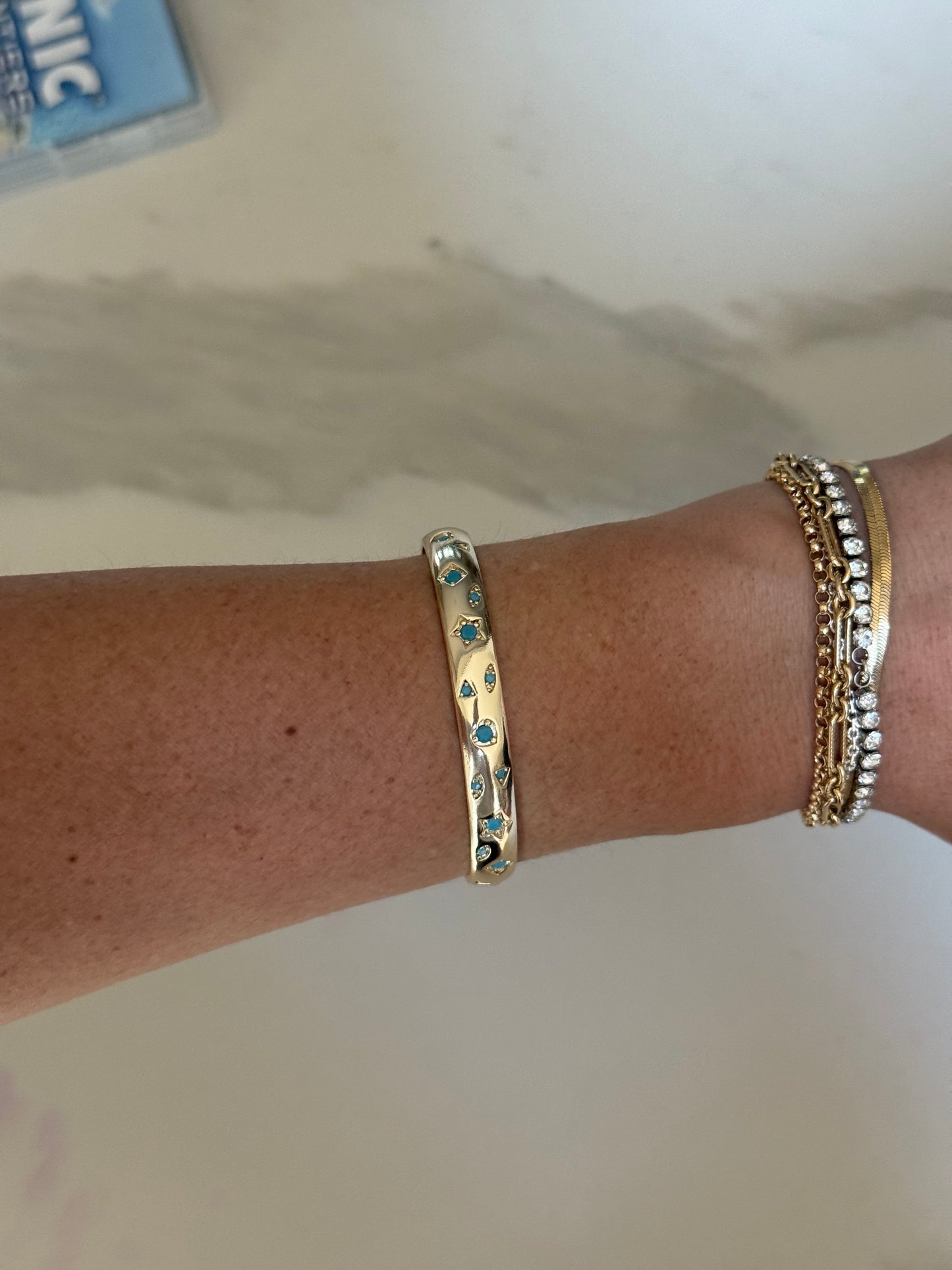 turquoise + gold bangle