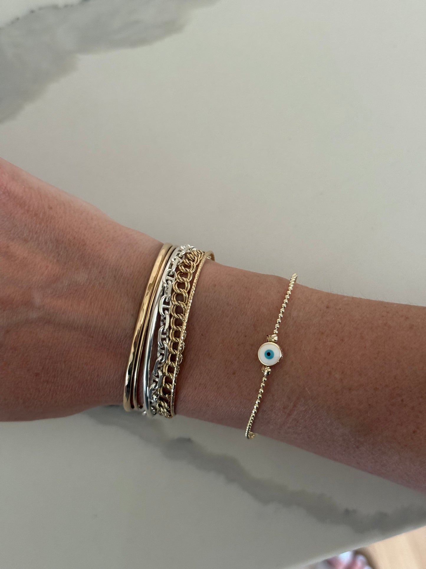 white evil eye bracelet