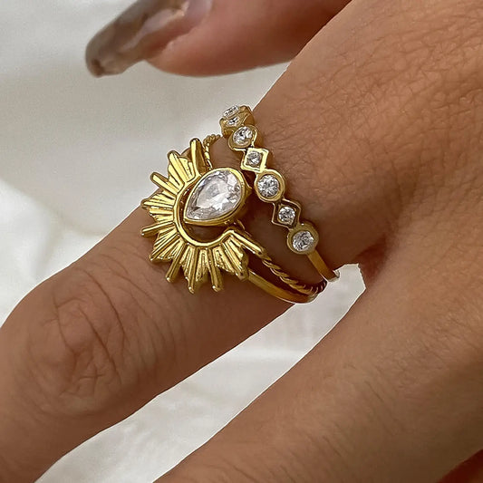 Sun Stone Layered Ring