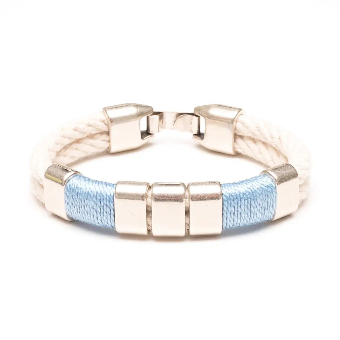 Braddock: Ivory/Light Blue/Silver - Nautical Rope Bracelet