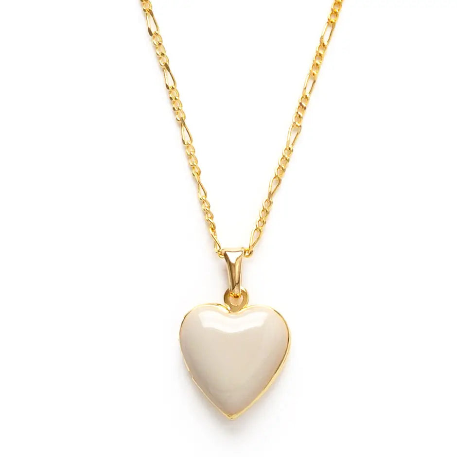 Enamel Heart Locket- white