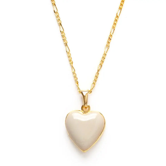Enamel Heart Locket- white