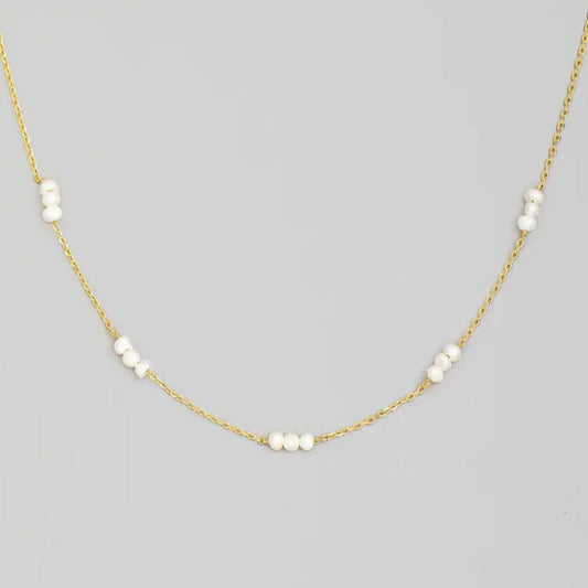Dainty Chain Bead Charm Necklace