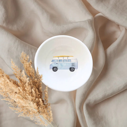Coastal Beach Surfboard Van Ocean Water Jewelry Trinket Dish