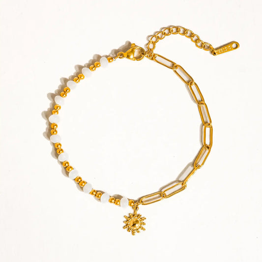 Sun + Pearl Chain Bracelet