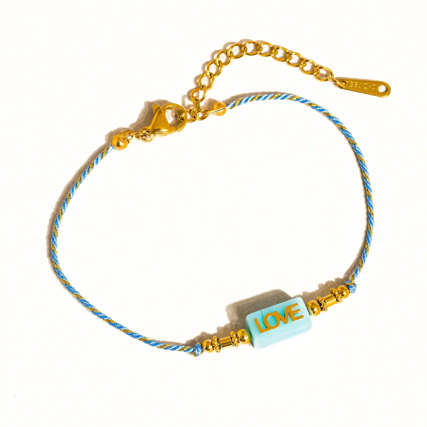 LOVE braided bracelet- teal